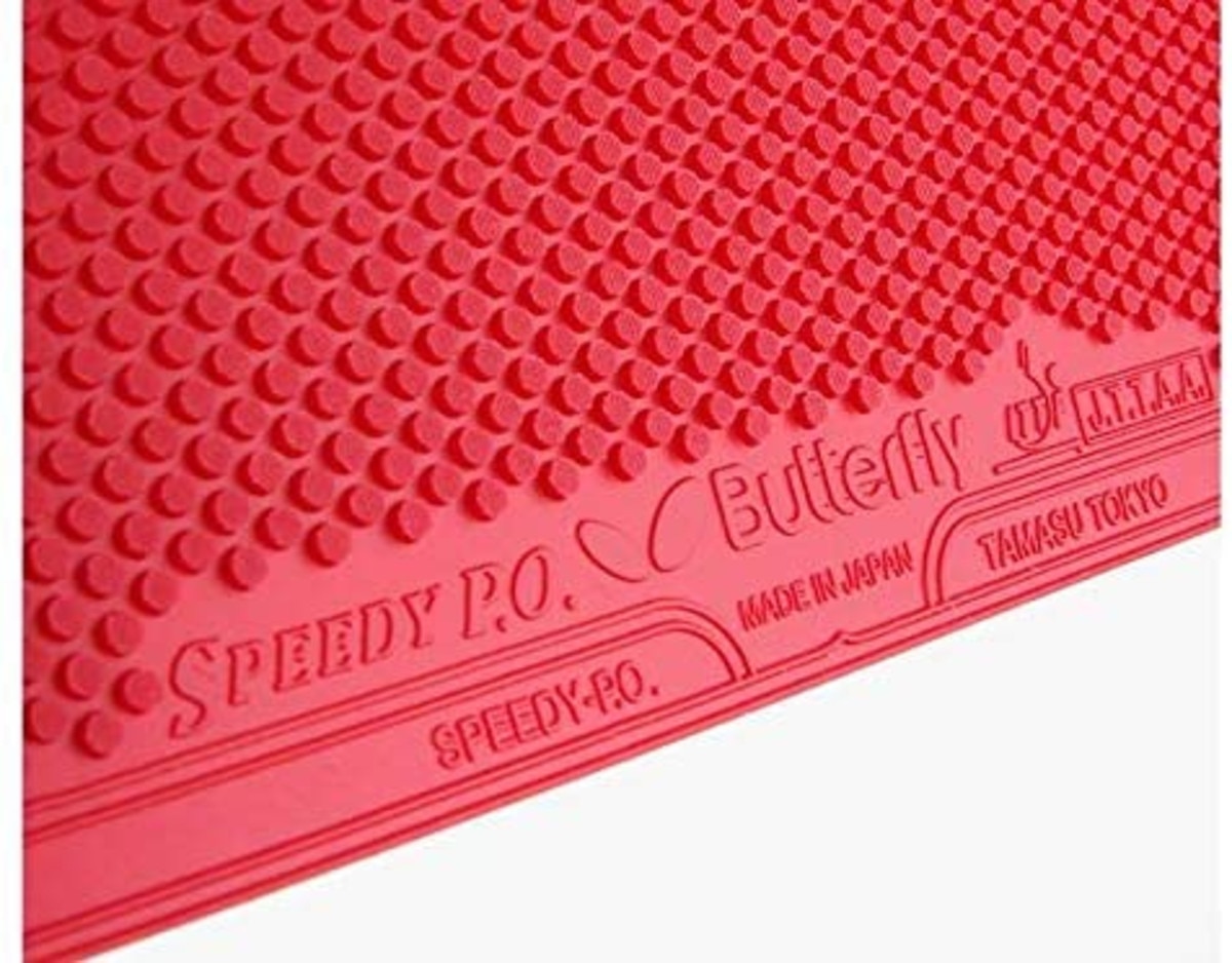 Butterfly Speedy P.O. Table Tennis Rubber: Close-up Diagonal View of Pip Profile